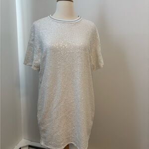 Zara White Sequin Mini Dress